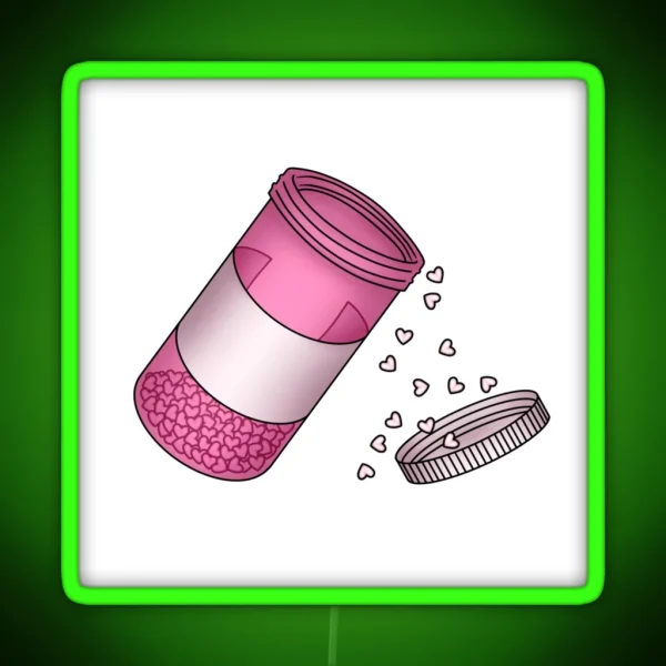 Yami Kawaii Heart Pill Bottle RGB Neon Sign