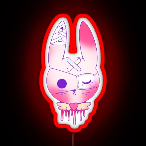 Yami Kawaii Hurt Bunny RGB Neon Sign
