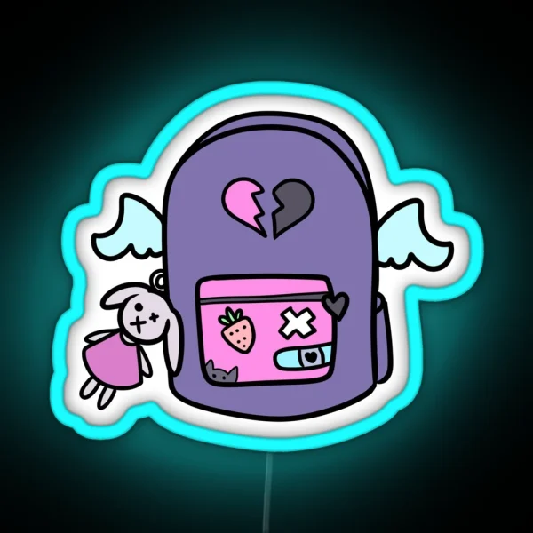 Yami Kawaii Menhera Rabbit Bag Design Icon Pattern RGB Neon Sign
