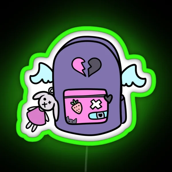 Yami Kawaii Menhera Rabbit Bag Design Icon Pattern RGB Neon Sign