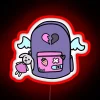 Neon rabbit icon design with pastel red and pink hues, inspired by Japanese kawaii style.