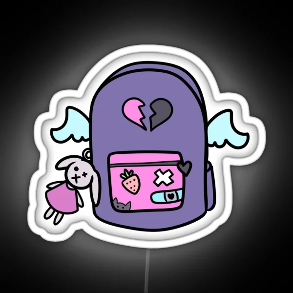 Yami Kawaii Menhera Rabbit Bag Design Icon Pattern RGB Neon Sign