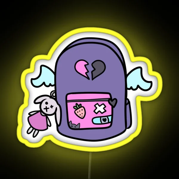 Yami Kawaii Menhera Rabbit Bag Design Icon Pattern RGB Neon Sign