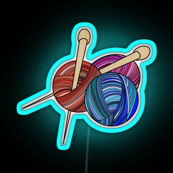 Yarn And Needles RGB Neon Sign
