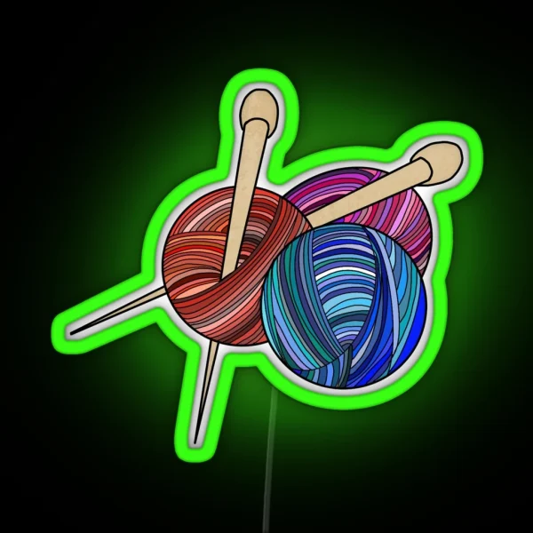 Yarn And Needles RGB Neon Sign