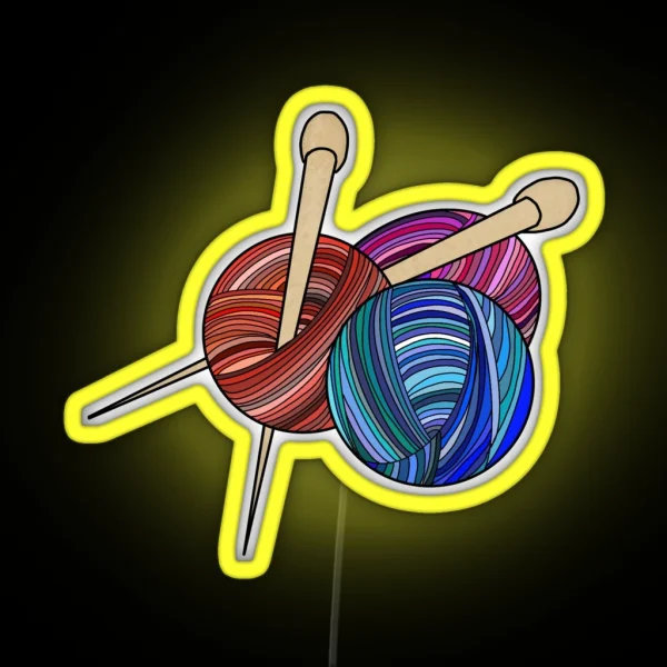 Yarn And Needles RGB Neon Sign