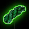 A skein of neon green yarn.