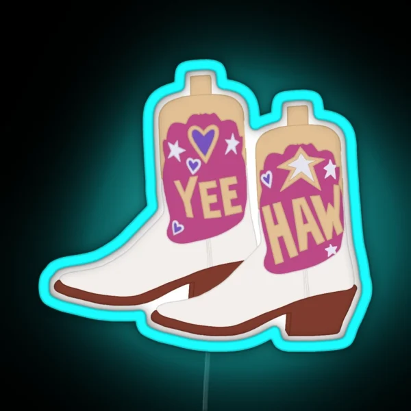 Yeehaw Cowboy Boots RGB Neon Sign