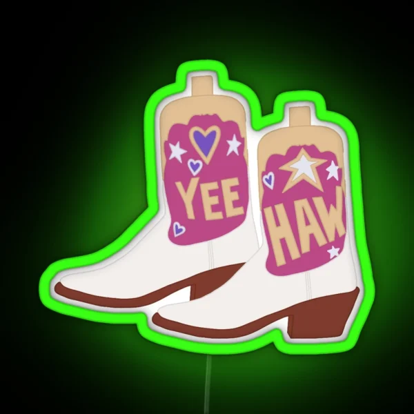Yeehaw Cowboy Boots RGB Neon Sign