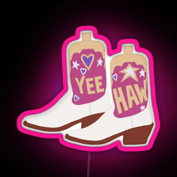 Yeehaw Cowboy Boots RGB Neon Sign