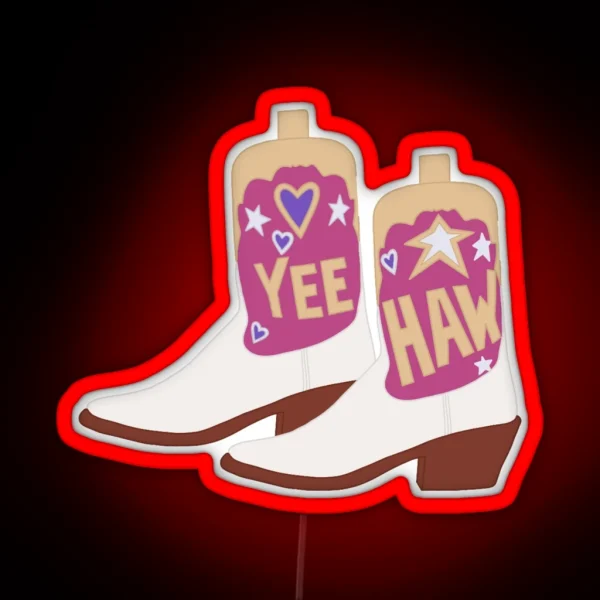 Yeehaw Cowboy Boots RGB Neon Sign