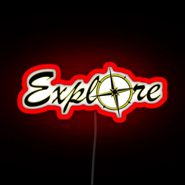 Yellow And Black Explore With Compass Rose RGB Neon Sign
