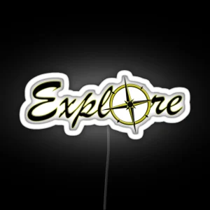Yellow And Black Explore With Compass Rose RGB Neon Sign