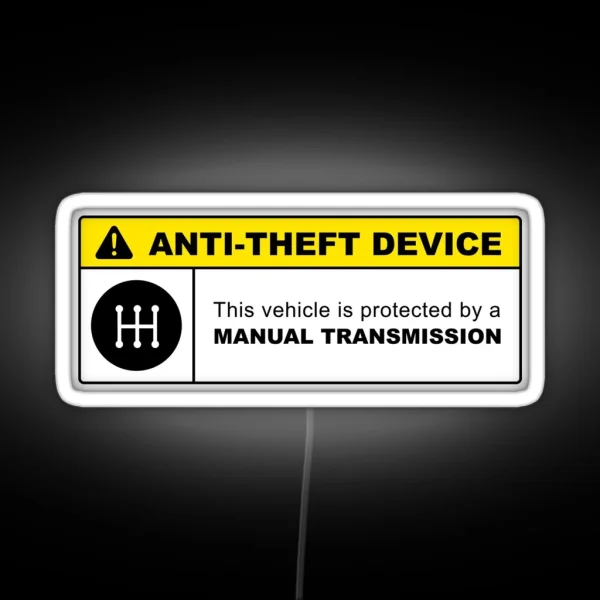 Yellow Anti Theft Device Manual Transmission RGB Neon Sign