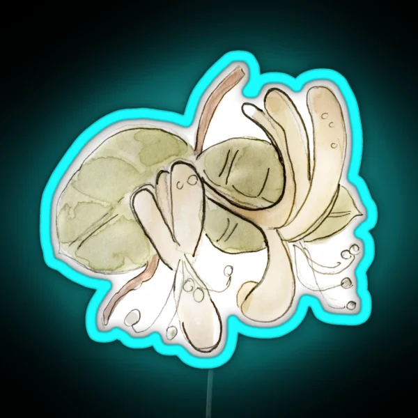 Yellow Honeysuckle Illustration In Watercolor RGB Neon Sign