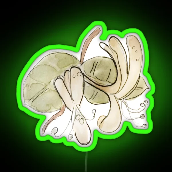 Yellow Honeysuckle Illustration In Watercolor RGB Neon Sign
