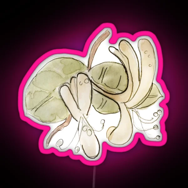 Yellow Honeysuckle Illustration In Watercolor RGB Neon Sign