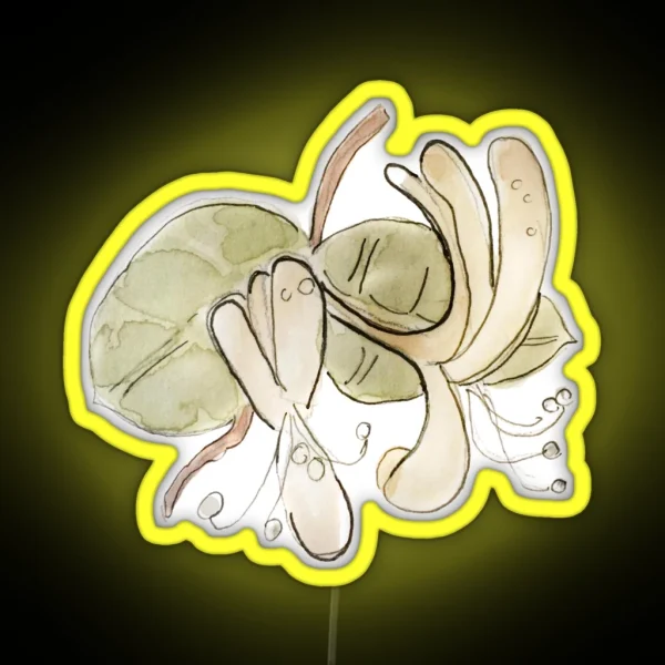 Yellow Honeysuckle Illustration In Watercolor RGB Neon Sign