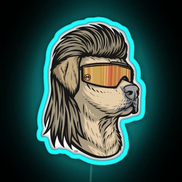 Yellow Lab Mullet RGB Neon Sign