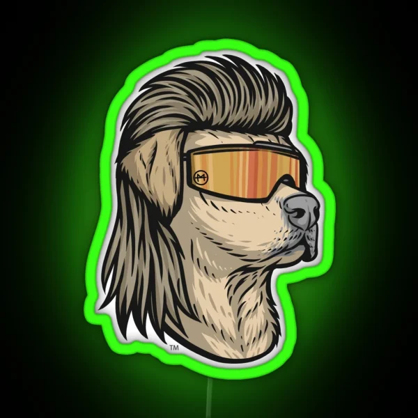 Yellow Lab Mullet RGB Neon Sign