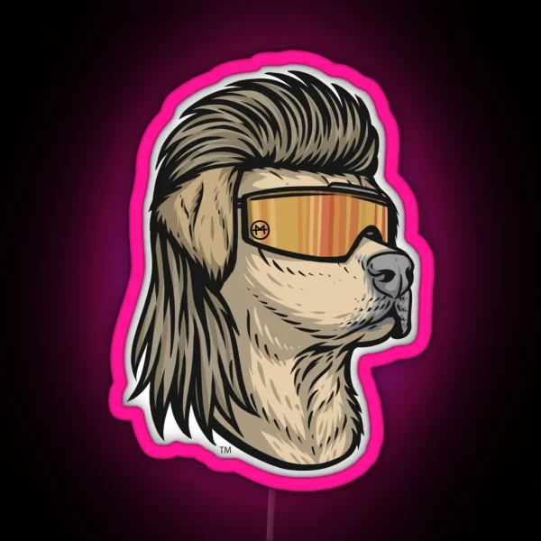 Yellow Lab Mullet RGB Neon Sign