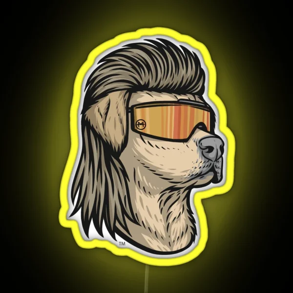 Yellow Lab Mullet RGB Neon Sign
