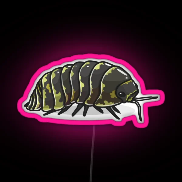 Yellow Zebra Isopod Roly Poly RGB Neon Sign