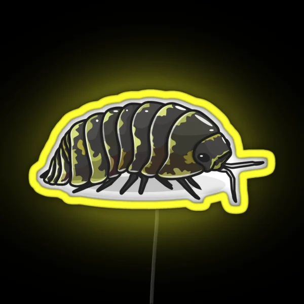 Yellow Zebra Isopod Roly Poly RGB Neon Sign