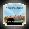 Yellowstone National Park neon sign illuminated at night