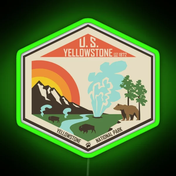 Yellowstone National Park RGB Neon Sign