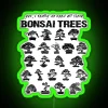 Bonsai tree collection and neon sign