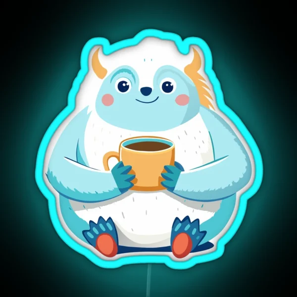 Yeti S Winter Bliss Cocoa Amidst Snowy Peaks RGB Neon Sign