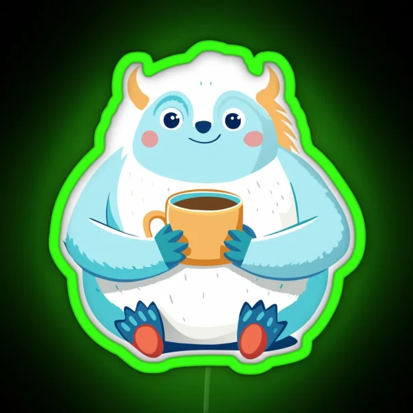 Yeti S Winter Bliss Cocoa Amidst Snowy Peaks RGB Neon Sign