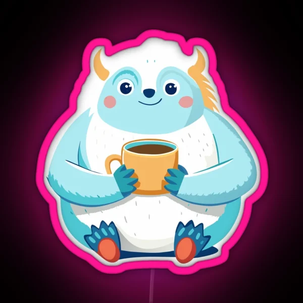 Yeti S Winter Bliss Cocoa Amidst Snowy Peaks RGB Neon Sign