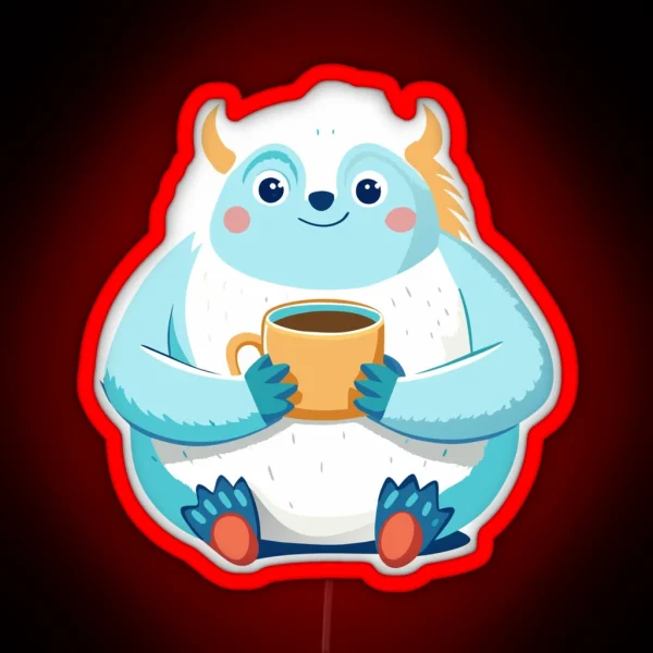 Yeti S Winter Bliss Cocoa Amidst Snowy Peaks RGB Neon Sign