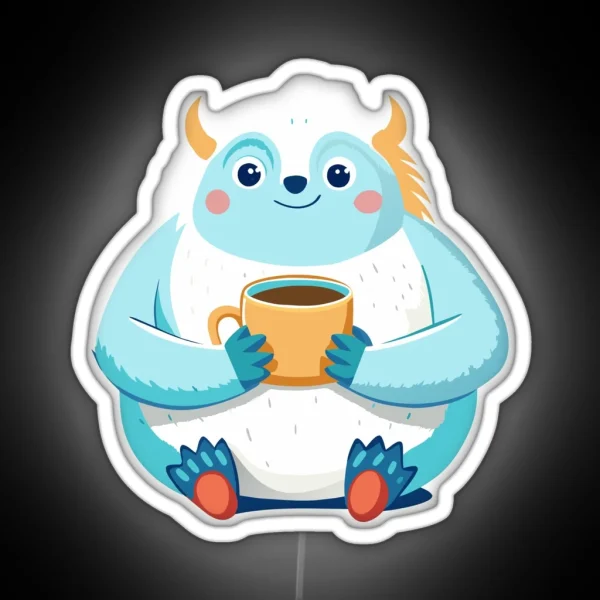 Yeti S Winter Bliss Cocoa Amidst Snowy Peaks RGB Neon Sign