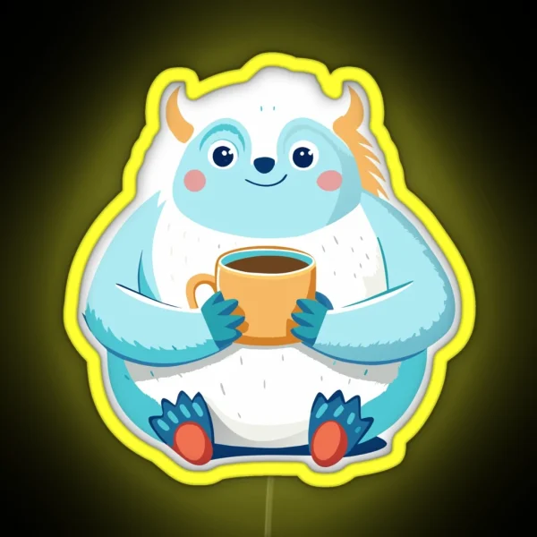Yeti S Winter Bliss Cocoa Amidst Snowy Peaks RGB Neon Sign