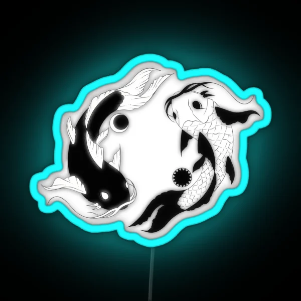 Yin And Yang Koi Fish RGB Neon Sign