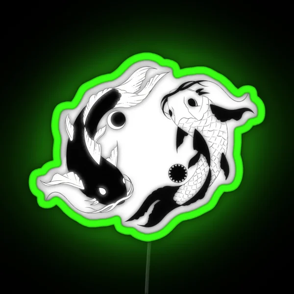 Yin And Yang Koi Fish RGB Neon Sign