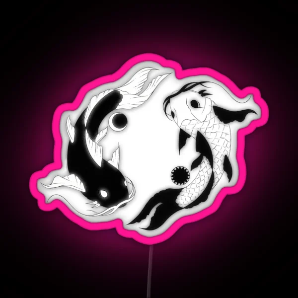 Yin And Yang Koi Fish RGB Neon Sign