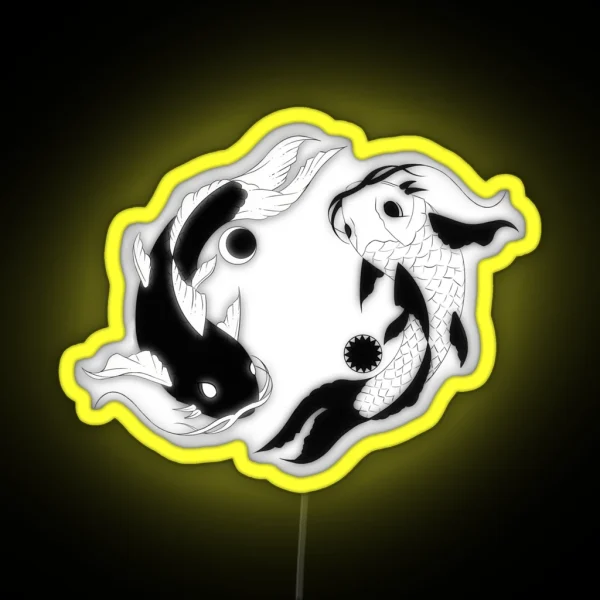 Yin And Yang Koi Fish RGB Neon Sign