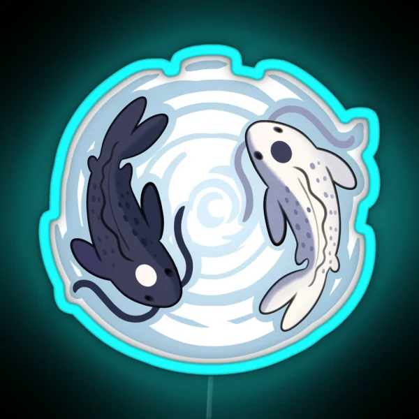 Yin And Yang Koi Fish RGB Neon Sign
