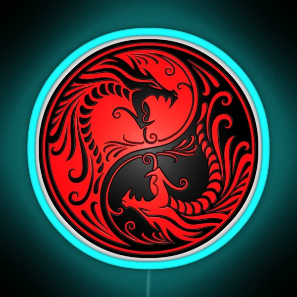 Yin Yang Dragons Red And Black RGB Neon Sign