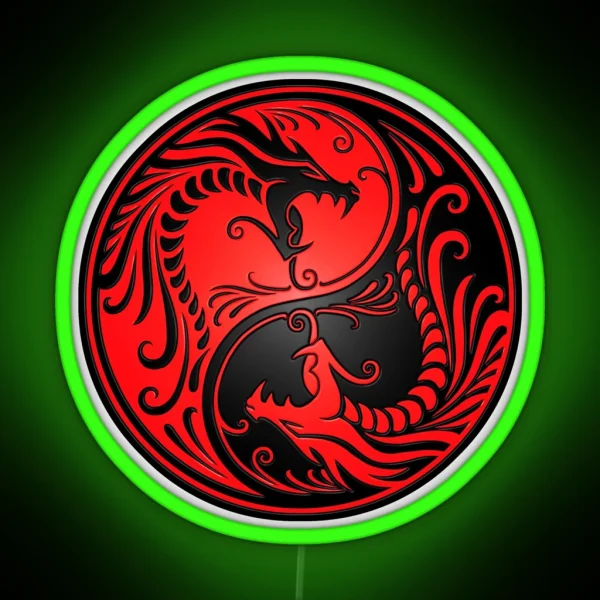 Yin Yang Dragons Red And Black RGB Neon Sign