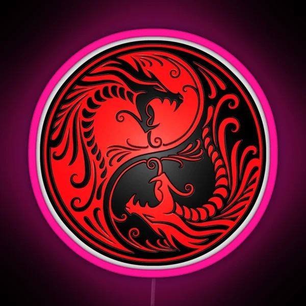 Yin Yang Dragons Red And Black RGB Neon Sign