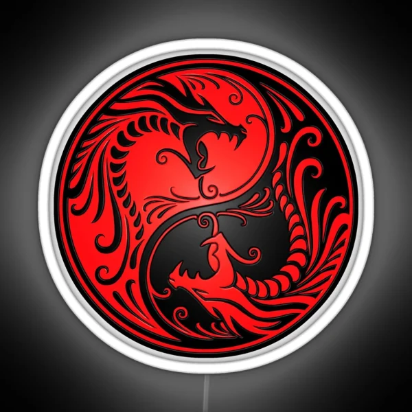 Yin Yang Dragons Red And Black RGB Neon Sign