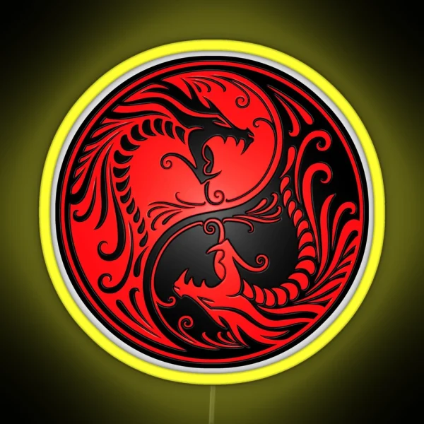 Yin Yang Dragons Red And Black RGB Neon Sign