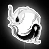 Neon koi fish symbolizing balance between opposing forces in yin yang philosophy.
