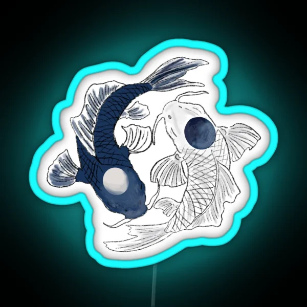 Yin Yang Koi Fish RGB Neon Sign