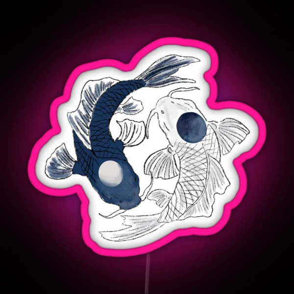 Yin Yang Koi Fish RGB Neon Sign
